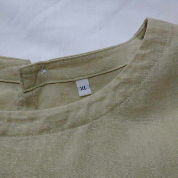 Cagey Linen Blouse 3/4 Sleeves Shirt Size L - Picture 5 of 6